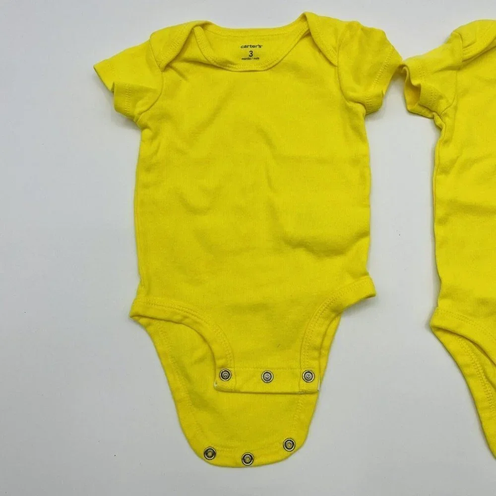 Carters Baby Infant Boys Size 3 Month 2 Piece Short Sleeve Bodysuits Yellow 1593